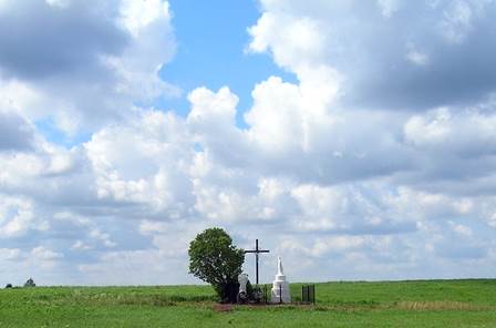 Ostrówki_-_krzyż_i_figura_Matki_Boskiej